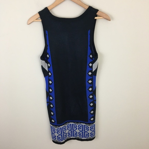 t/o Dress Womens Small Blue Black Aztec print Sleeveless - Picture 5 of 9